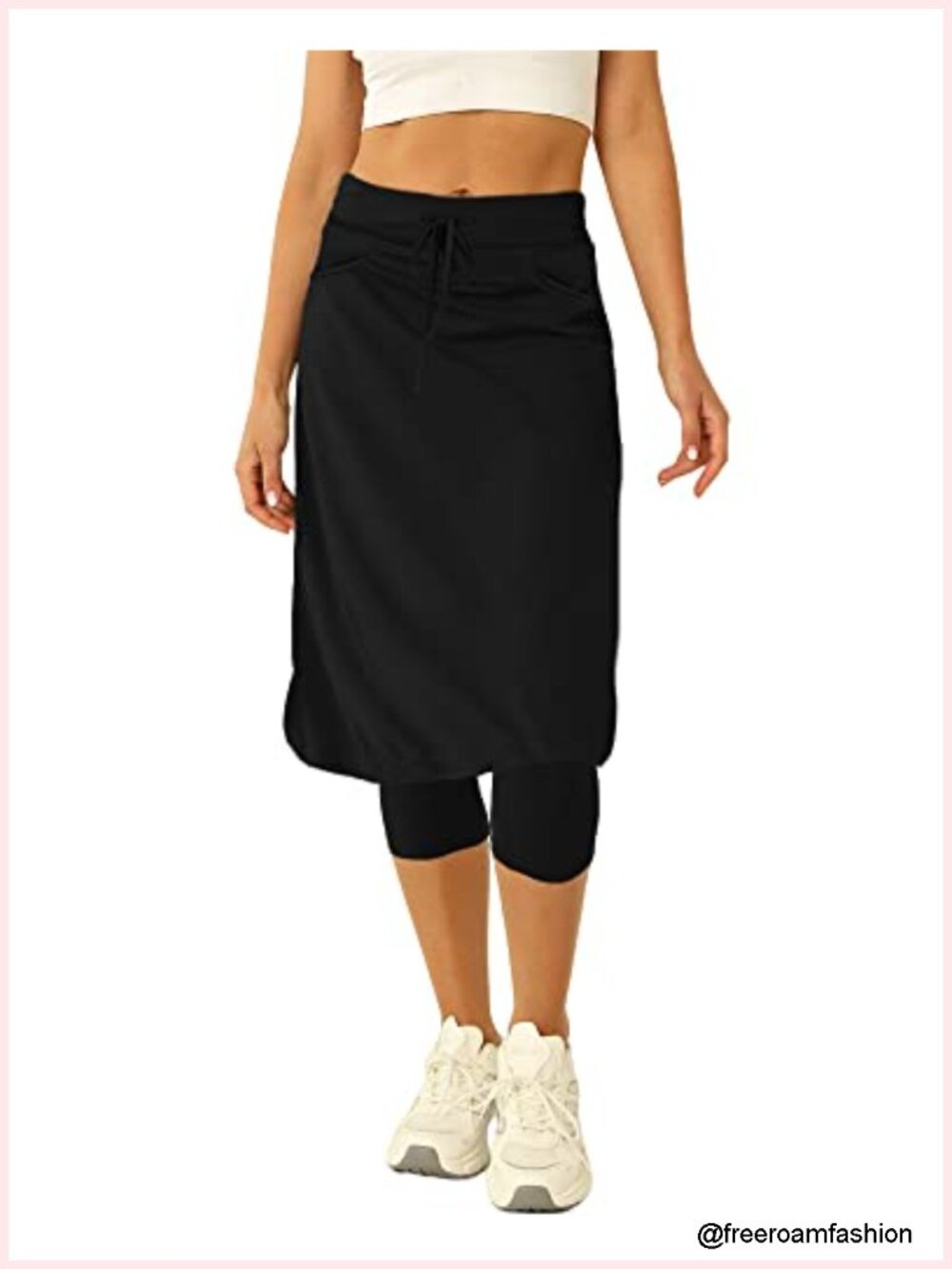 Women's Knee Length Tennis Skirt Skort with Built-in Legging Pockets